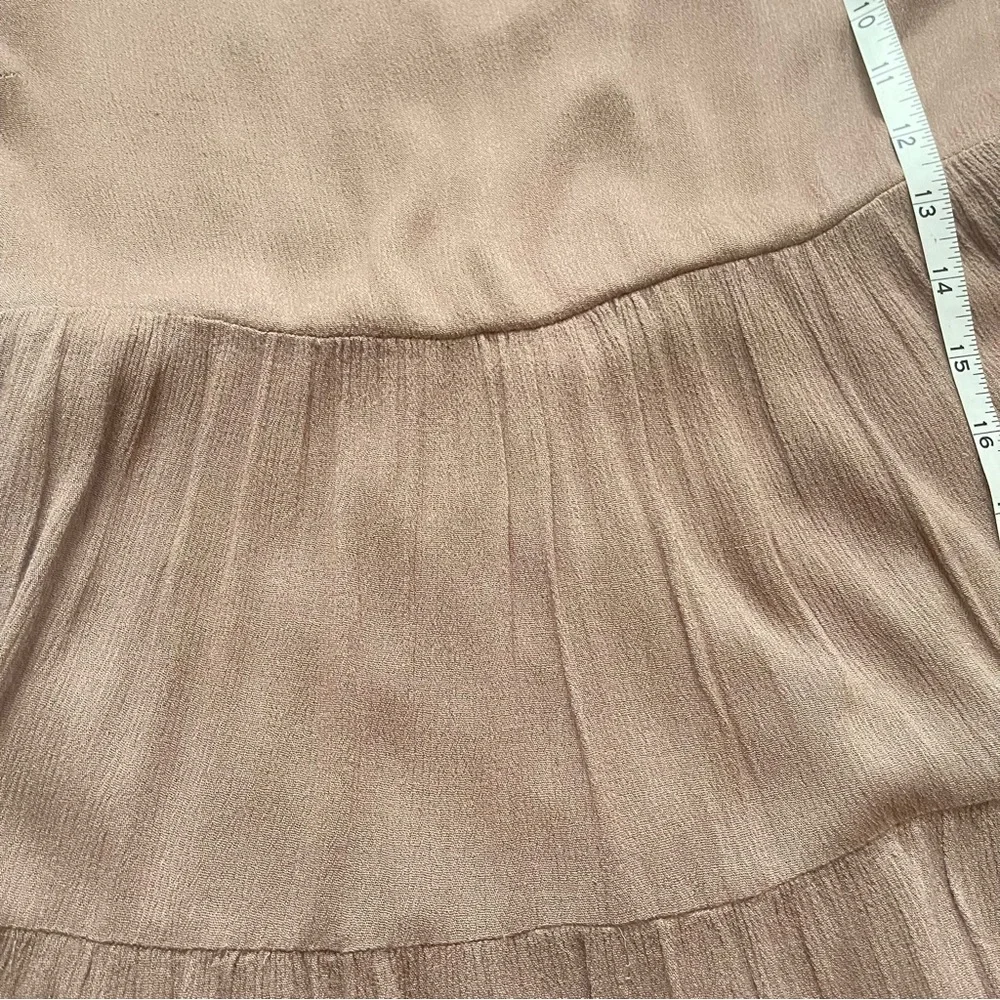 Noble U Lace Trim Bell Sleeve Peplum Top Brown Women's Small
